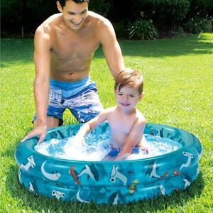 Inflatable 2-Ring Shark Print Pool 3.8' Great for Kids or Dogs New Ball Pit